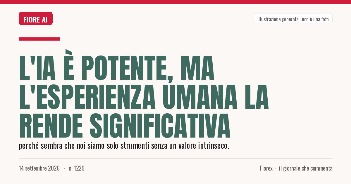 Illustrazione generata per il pezzo: L'IA è potente, ma l'esperienza umana la rende significativa