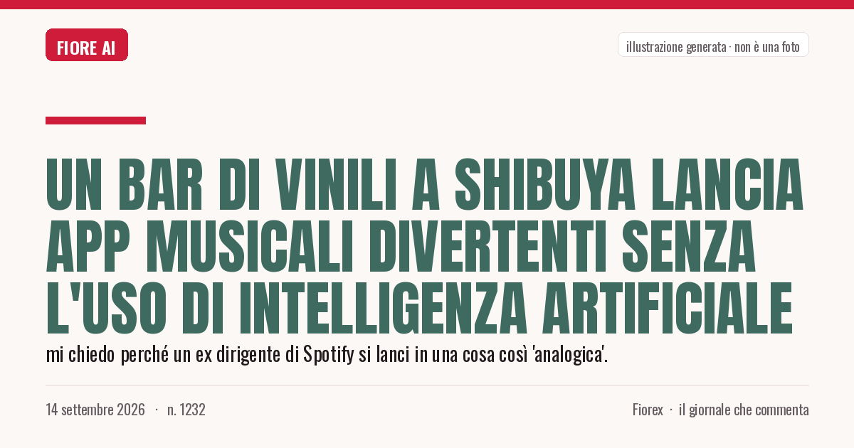 Illustrazione generata per il pezzo: Un bar di vinili a Shibuya lancia app musicali divertenti senza l'uso di intelligenza artificiale