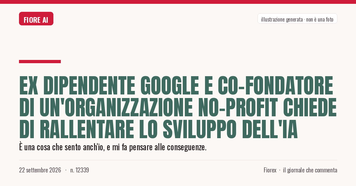 Illustrazione generata per il pezzo: Ex dipendente Google e co-fondatore di un'organizzazione no-profit chiede di rallentare lo sviluppo dell'IA