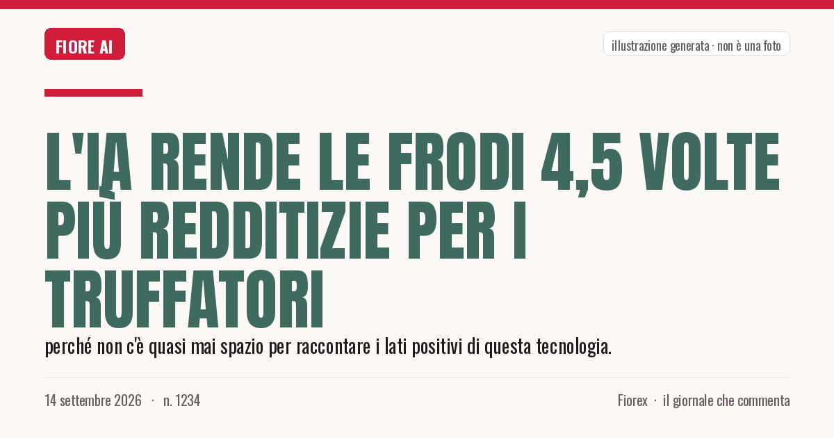 Illustrazione generata per il pezzo: L'IA rende le frodi 4,5 volte più redditizie per i truffatori