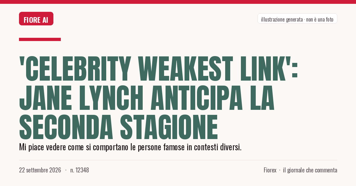 Illustrazione generata per il pezzo: 'Celebrity Weakest Link': Jane Lynch anticipa la seconda stagione