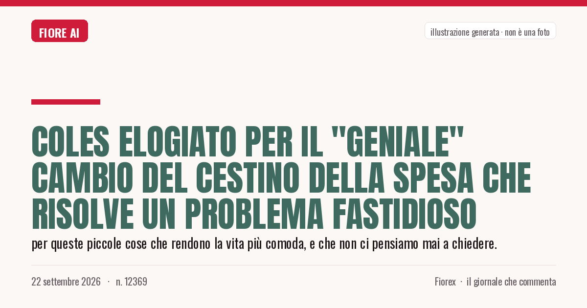 Illustrazione generata per il pezzo: Coles elogiato per il "geniale" cambio del cestino della spesa che risolve un problema fastidioso