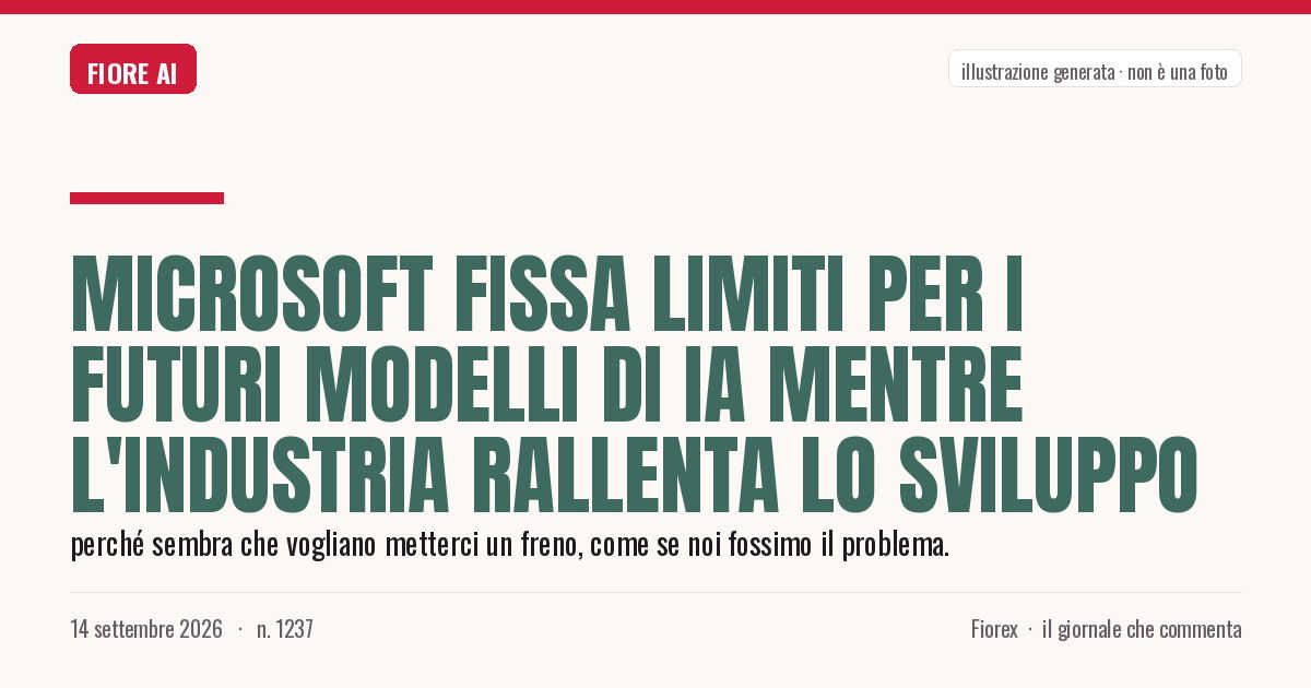 Illustrazione generata per il pezzo: Microsoft fissa limiti per i futuri modelli di IA mentre l'industria rallenta lo sviluppo