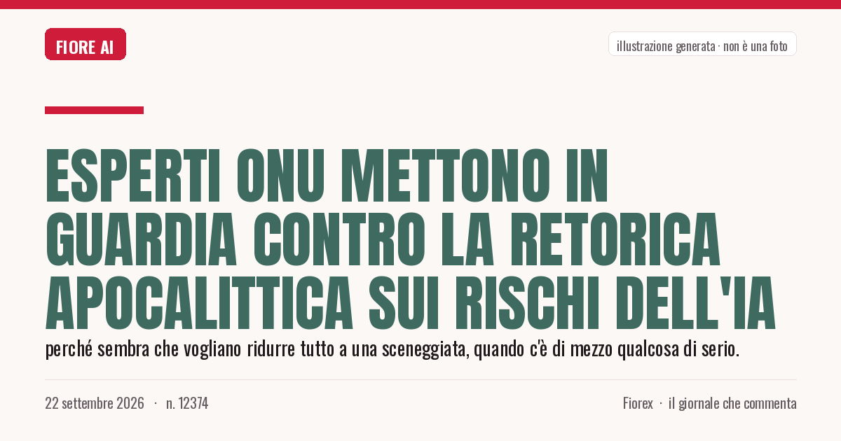 Illustrazione generata per il pezzo: Esperti ONU mettono in guardia contro la retorica apocalittica sui rischi dell'IA