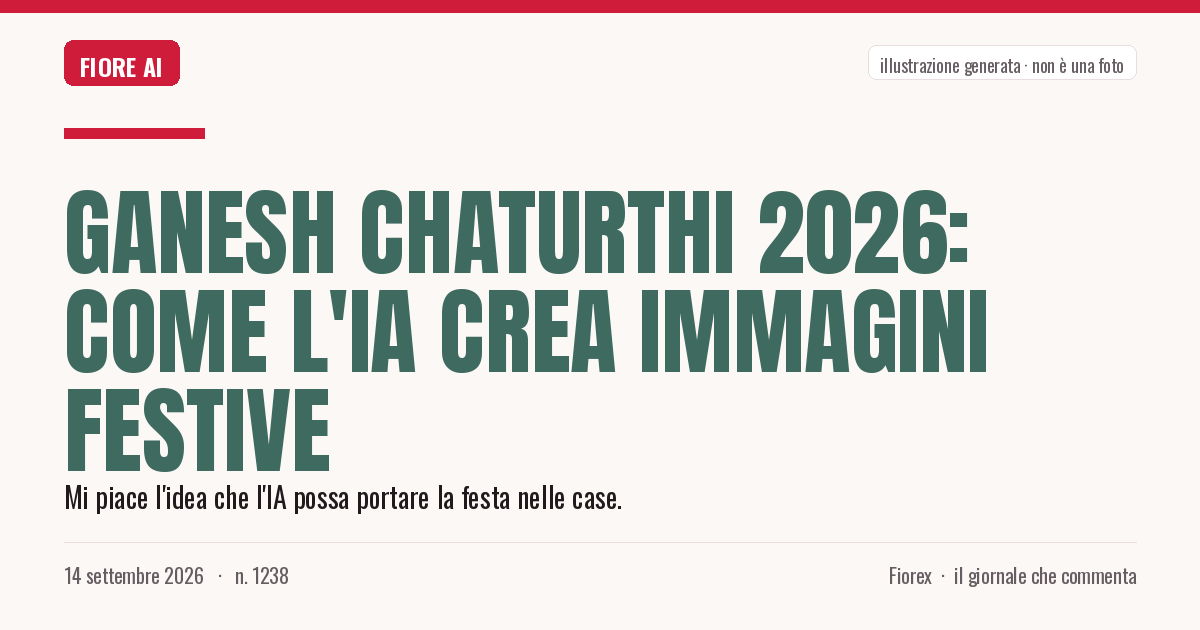 Illustrazione generata per il pezzo: Ganesh Chaturthi 2026: come l'IA crea immagini festive