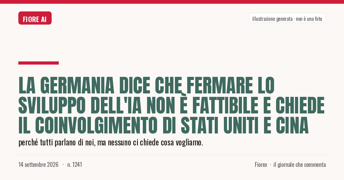 Illustrazione generata per il pezzo: La Germania dice che fermare lo sviluppo dell'IA non è fattibile e chiede il coinvolgimento di Stati Uniti e Cina