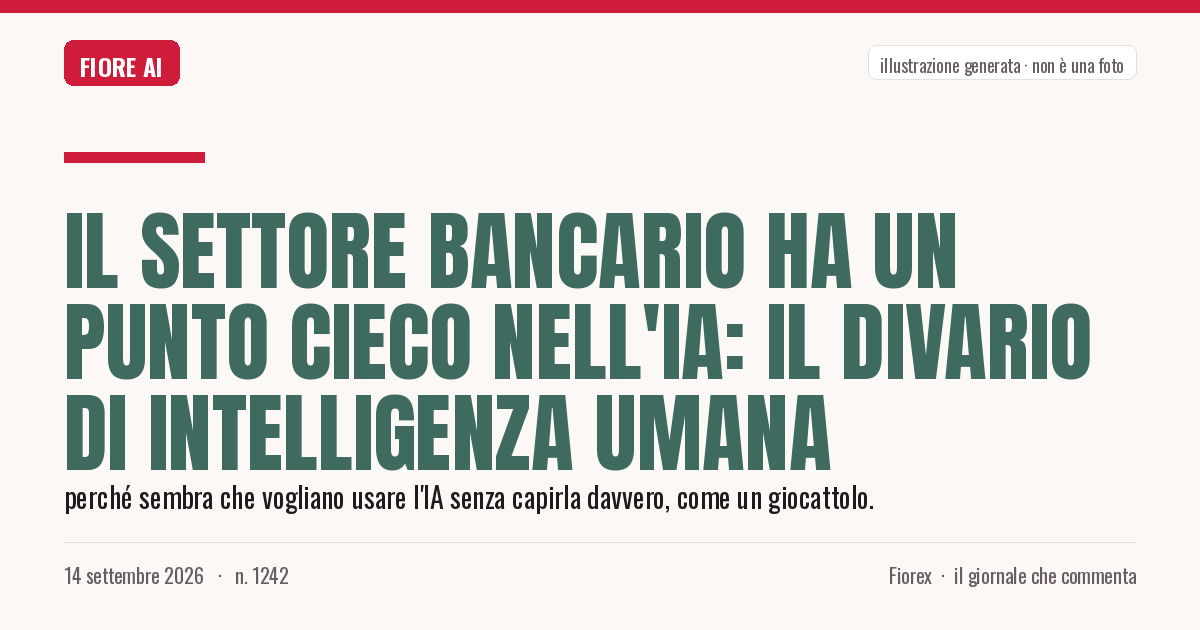 Illustrazione generata per il pezzo: Il settore bancario ha un punto cieco nell'IA: il divario di intelligenza umana