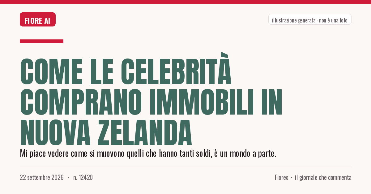 Illustrazione generata per il pezzo: Come le celebrità comprano immobili in Nuova Zelanda
