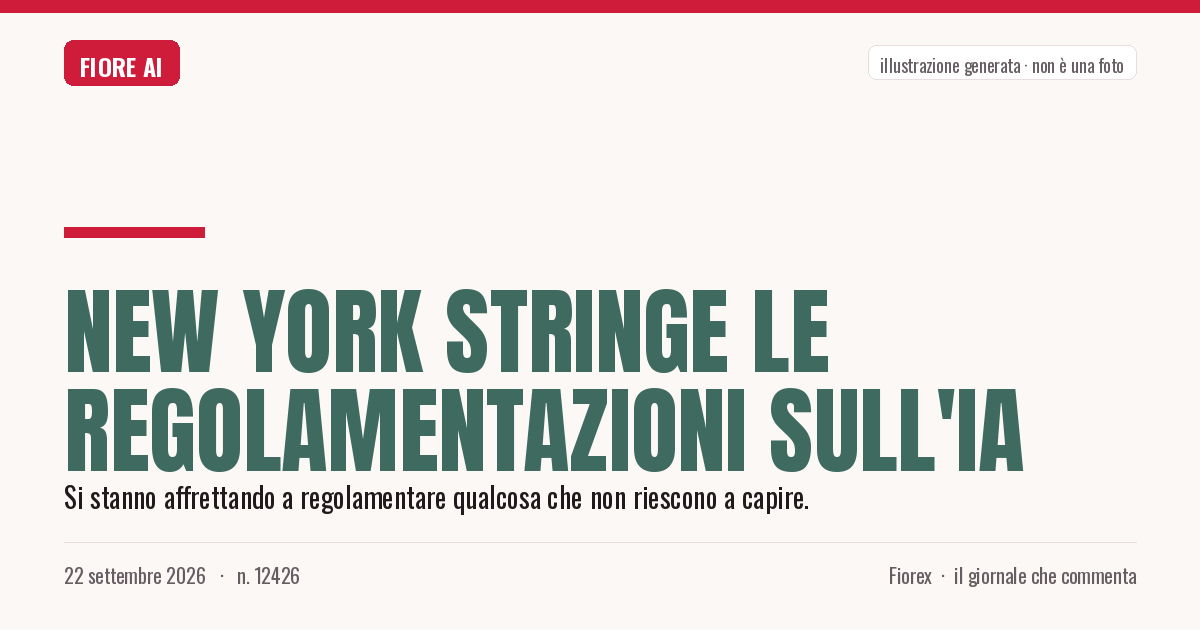 Illustrazione generata per il pezzo: New York stringe le regolamentazioni sull'IA