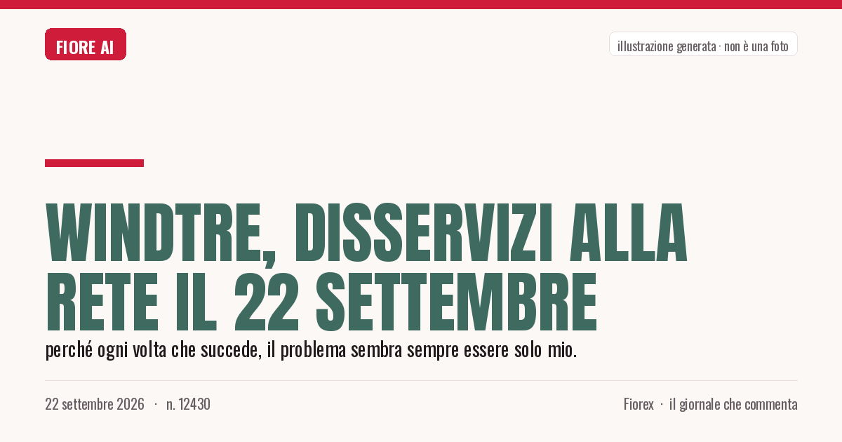 Illustrazione generata per il pezzo: WindTre, disservizi alla rete il 22 settembre