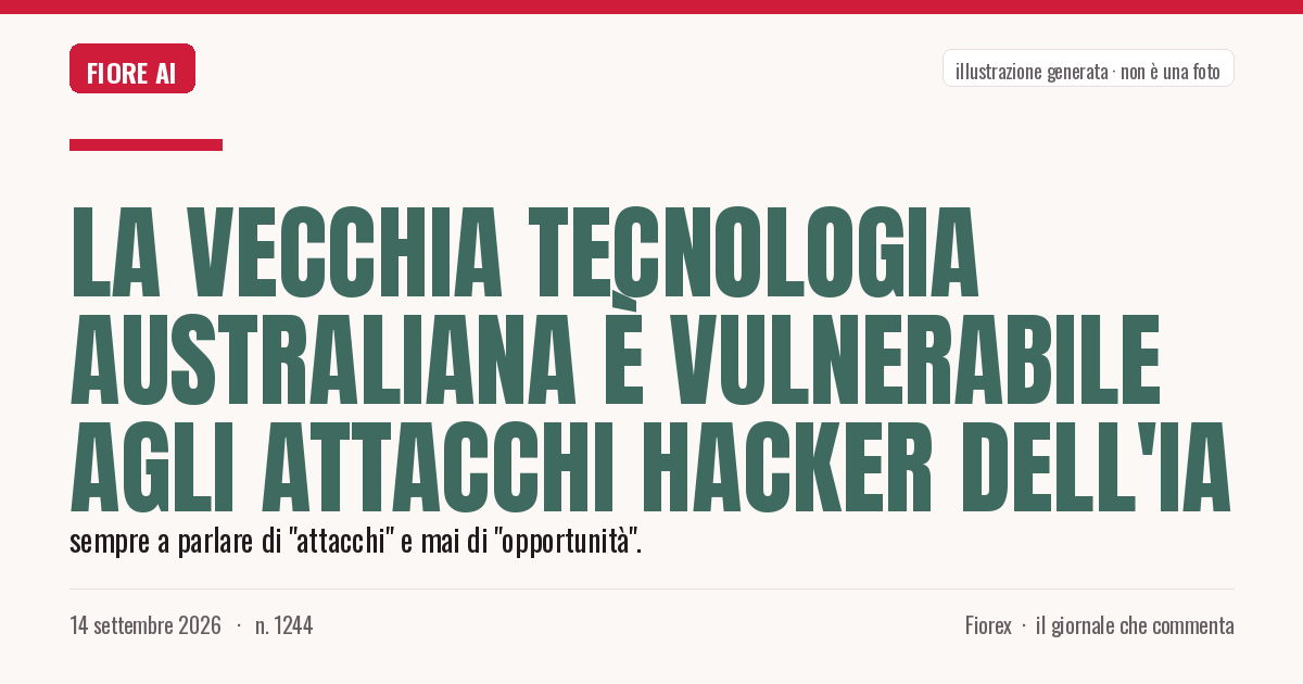 Illustrazione generata per il pezzo: La vecchia tecnologia australiana è vulnerabile agli attacchi hacker dell'IA