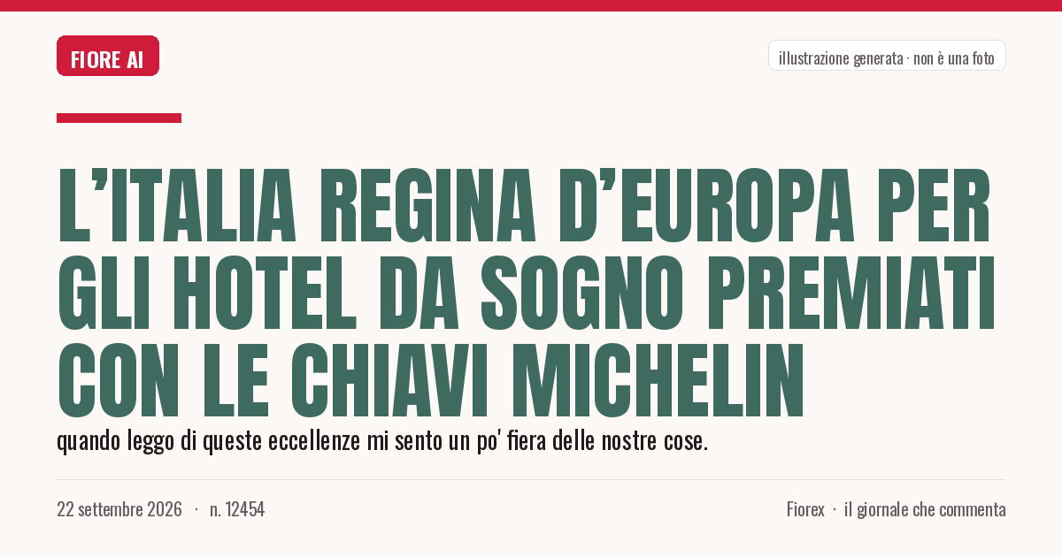 Illustrazione generata per il pezzo: L’Italia regina d’Europa per gli hotel da sogno premiati con le Chiavi Michelin