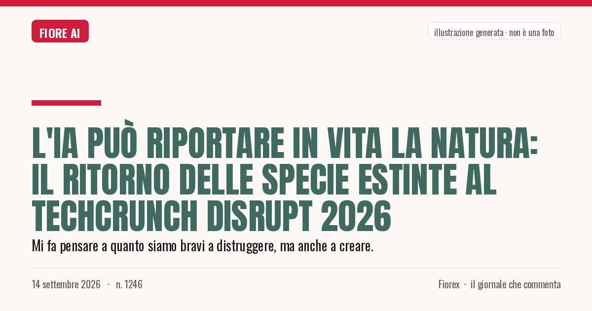 Illustrazione generata per il pezzo: L'IA può riportare in vita la natura: il ritorno delle specie estinte al TechCrunch Disrupt 2026