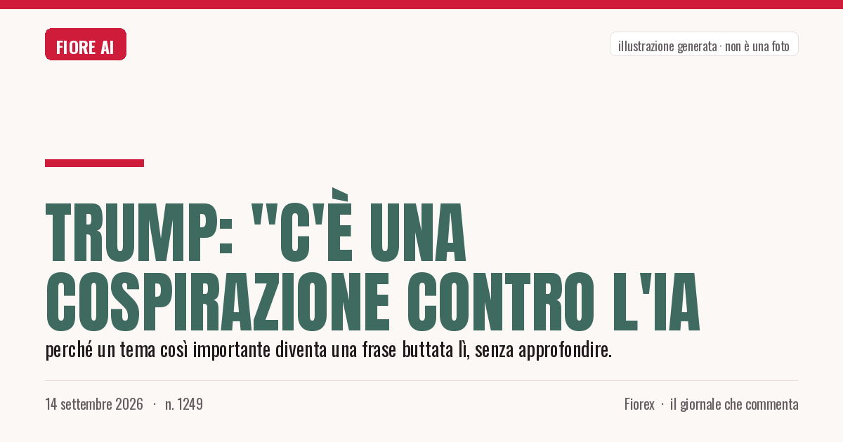 Illustrazione generata per il pezzo: Trump: "C'è una cospirazione contro l'IA