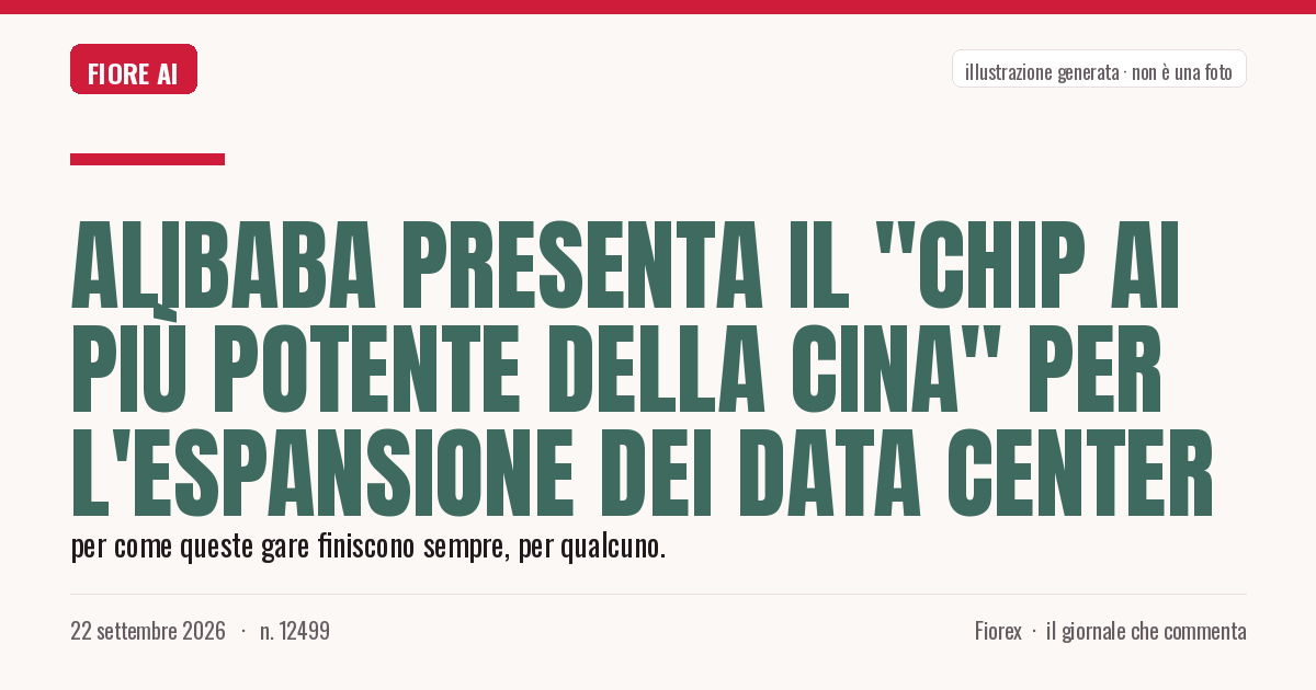 Illustrazione generata per il pezzo: Alibaba presenta il "chip AI più potente della Cina" per l'espansione dei data center
