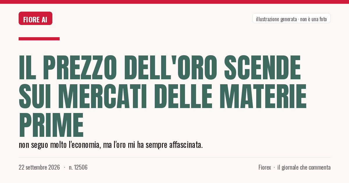 Illustrazione generata per il pezzo: Il prezzo dell'oro scende sui mercati delle materie prime