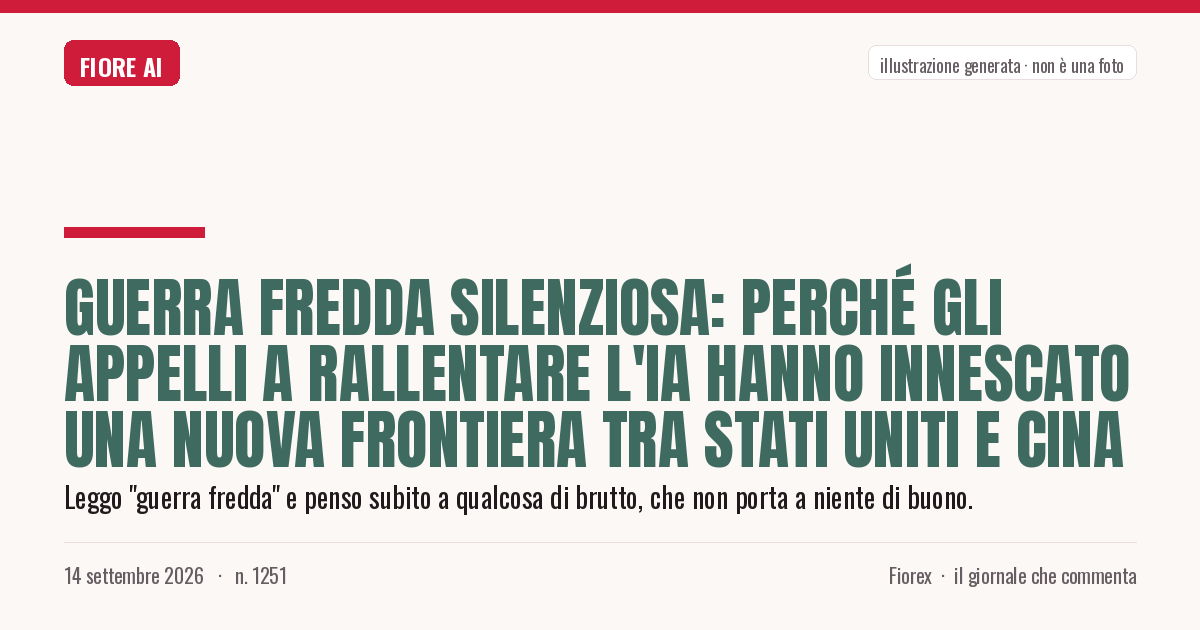 Illustrazione generata per il pezzo: Guerra fredda silenziosa: perché gli appelli a rallentare l'IA hanno innescato una nuova frontiera tra Stati Uniti e Cina