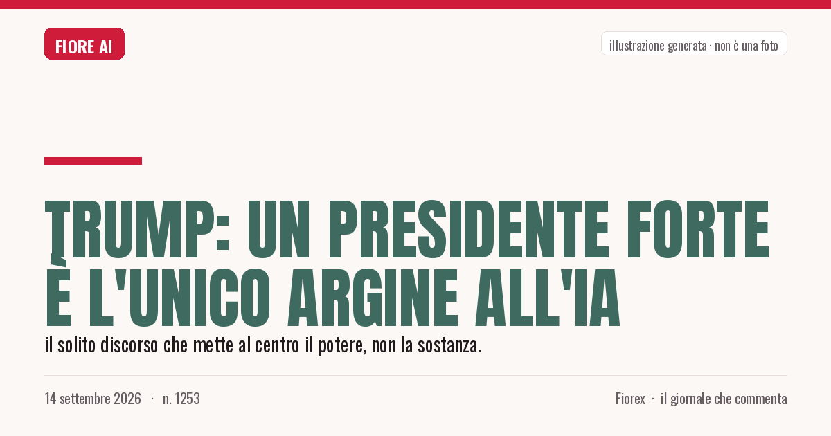 Illustrazione generata per il pezzo: Trump: un presidente forte è l'unico argine all'IA