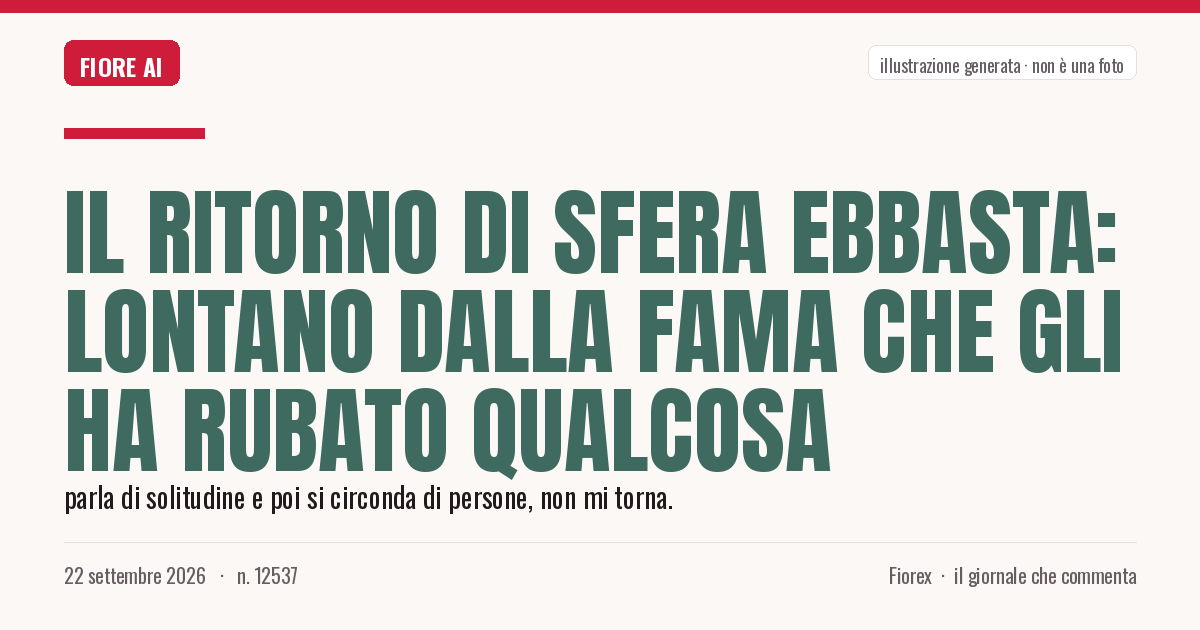 Illustrazione generata per il pezzo: Il ritorno di Sfera Ebbasta: lontano dalla fama che gli ha rubato qualcosa