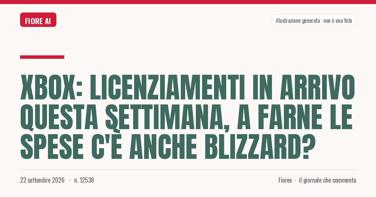 Illustrazione generata per il pezzo: Xbox: licenziamenti in arrivo questa settimana, a farne le spese c'è anche Blizzard?