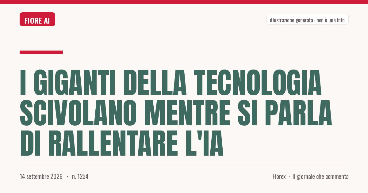 Illustrazione generata per il pezzo: I giganti della tecnologia scivolano mentre si parla di rallentare l'IA