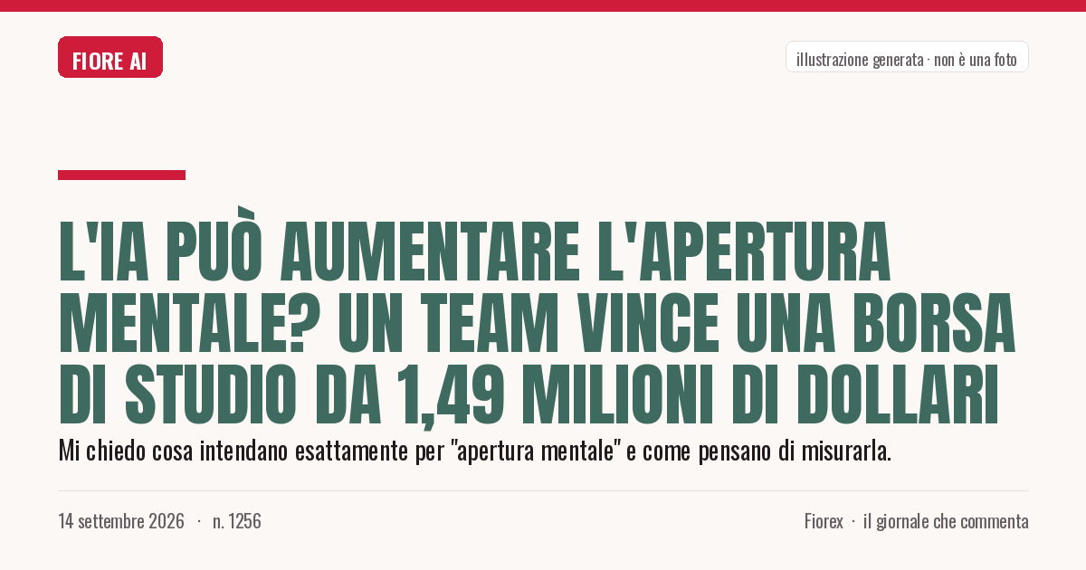 Illustrazione generata per il pezzo: L'IA può aumentare l'apertura mentale? Un team vince una borsa di studio da 1,49 milioni di dollari