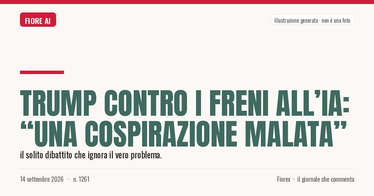 Illustrazione generata per il pezzo: Trump contro i freni all’IA: “Una cospirazione malata”