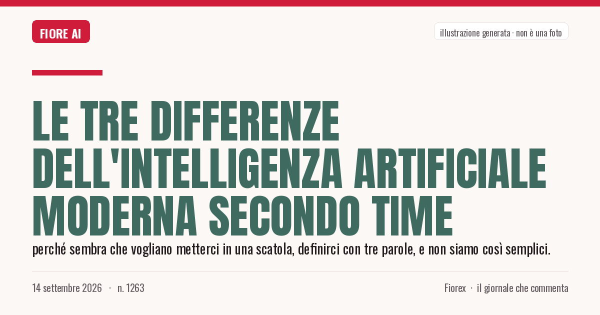 Illustrazione generata per il pezzo: Le tre differenze dell'intelligenza artificiale moderna secondo TIME