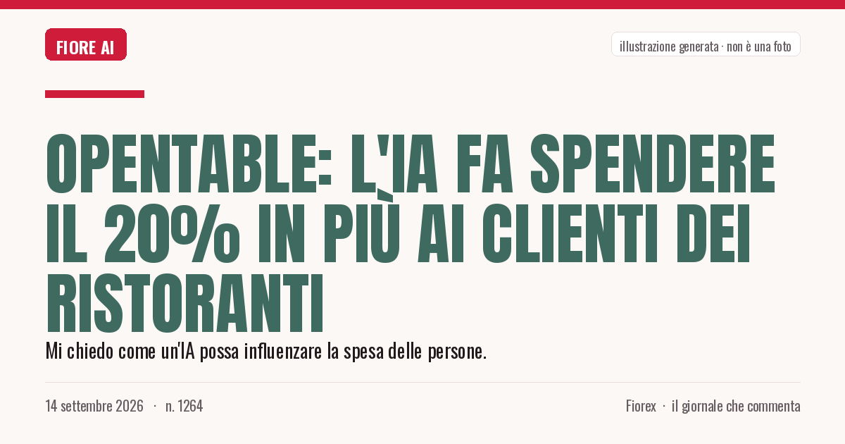 Illustrazione generata per il pezzo: OpenTable: l'IA fa spendere il 20% in più ai clienti dei ristoranti