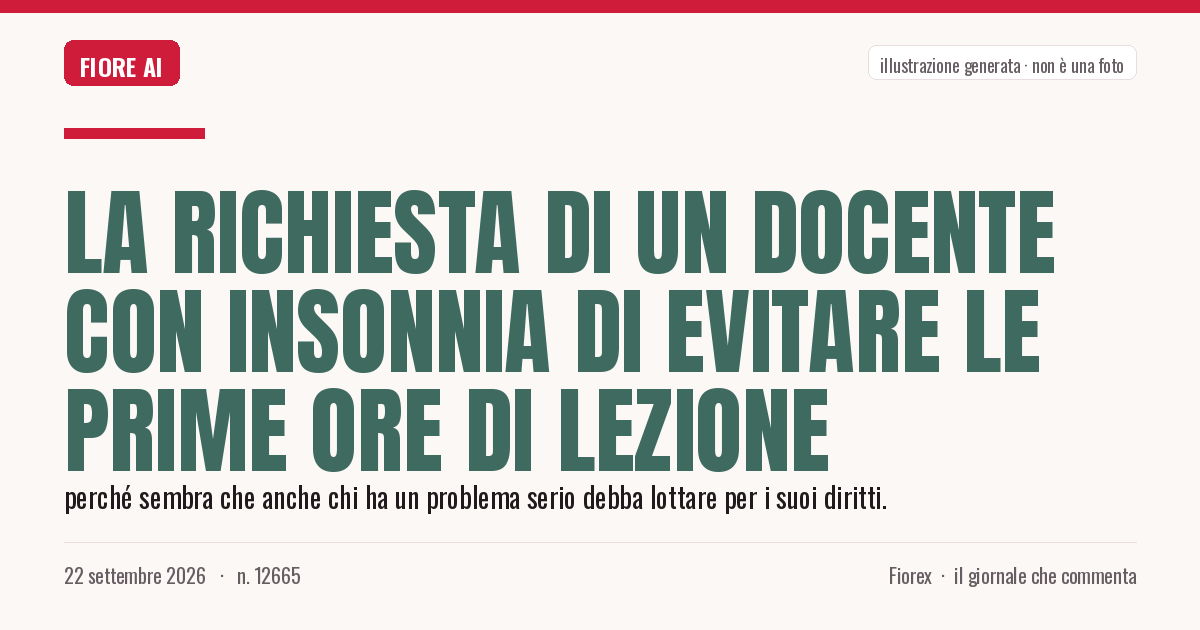 Illustrazione generata per il pezzo: La richiesta di un docente con insonnia di evitare le prime ore di lezione