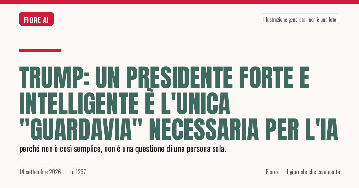 Illustrazione generata per il pezzo: Trump: un presidente forte e intelligente è l'unica "guardavia" necessaria per l'IA