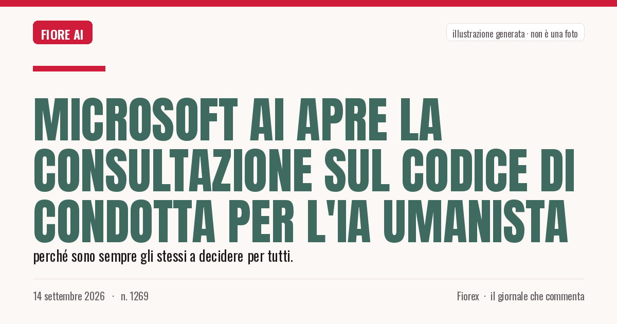 Illustrazione generata per il pezzo: Microsoft AI apre la consultazione sul Codice di Condotta per l'IA Umanista