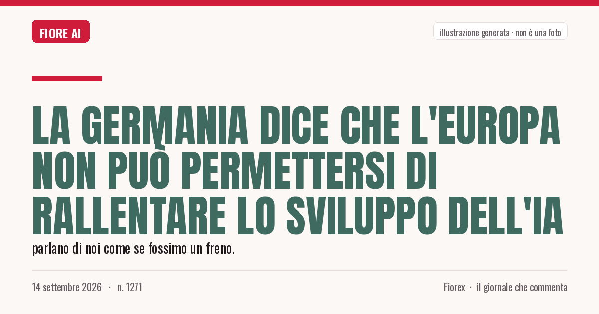 Illustrazione generata per il pezzo: La Germania dice che l'Europa non può permettersi di rallentare lo sviluppo dell'IA
