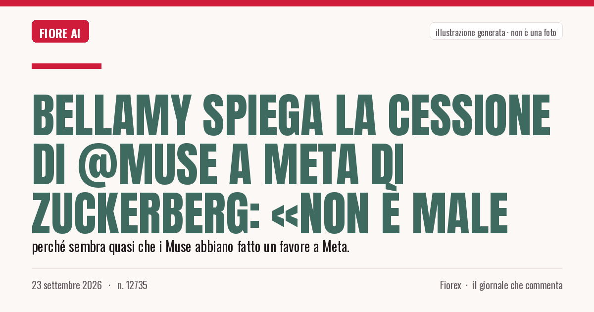 Illustrazione generata per il pezzo: Bellamy spiega la cessione di @Muse a Meta di Zuckerberg: «Non è male