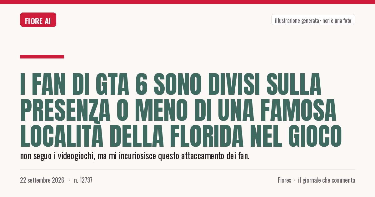 Illustrazione generata per il pezzo: I fan di GTA 6 sono divisi sulla presenza o meno di una famosa località della Florida nel gioco