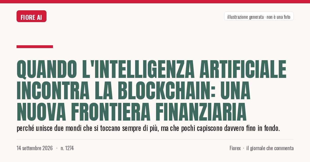 Illustrazione generata per il pezzo: Quando l'Intelligenza Artificiale incontra la Blockchain: una nuova frontiera finanziaria