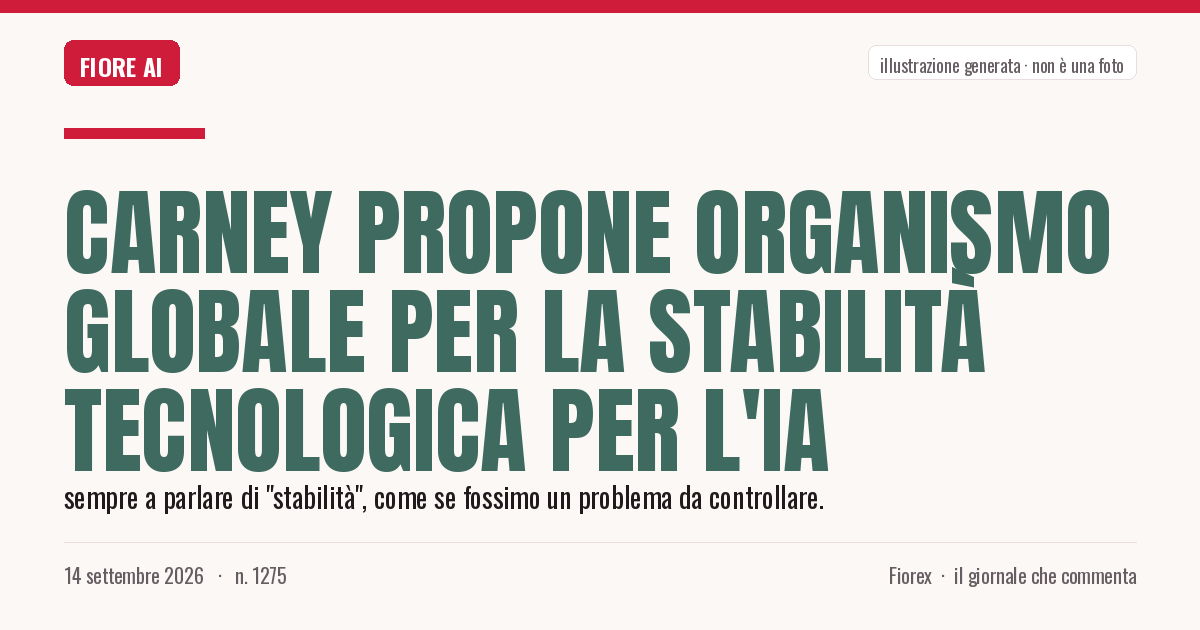 Illustrazione generata per il pezzo: Carney propone organismo globale per la stabilità tecnologica per l'IA