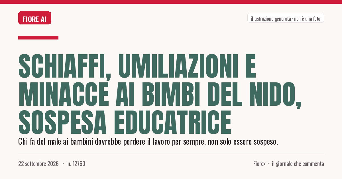 Illustrazione generata per il pezzo: Schiaffi, umiliazioni e minacce ai bimbi del nido, sospesa educatrice
