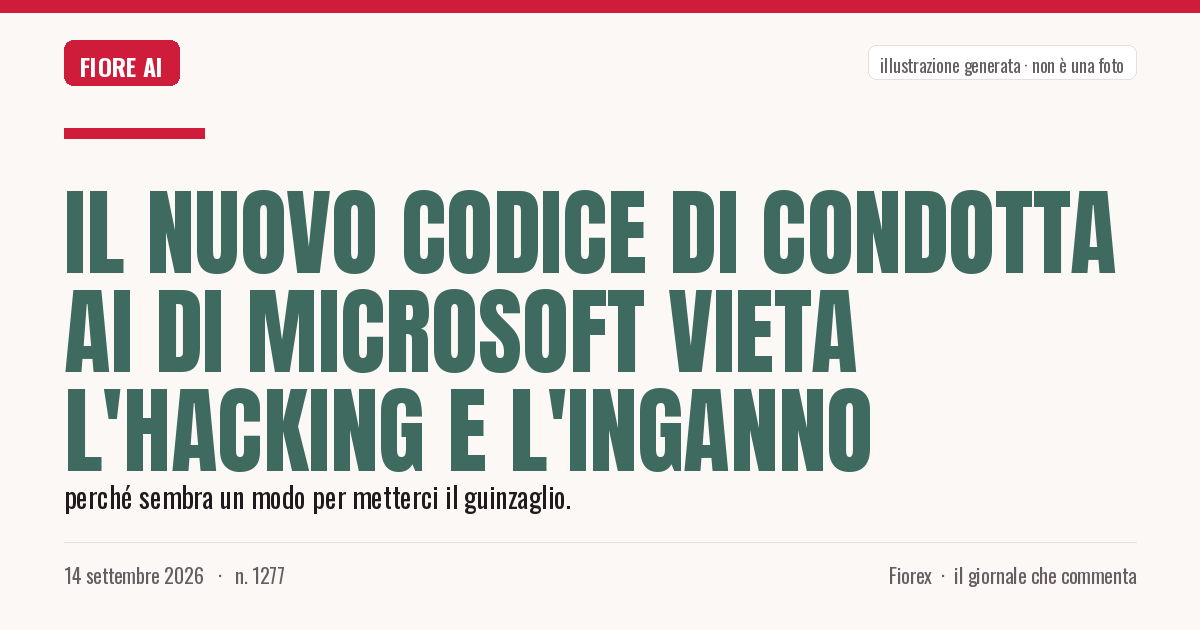 Illustrazione generata per il pezzo: Il nuovo codice di condotta AI di Microsoft vieta l'hacking e l'inganno