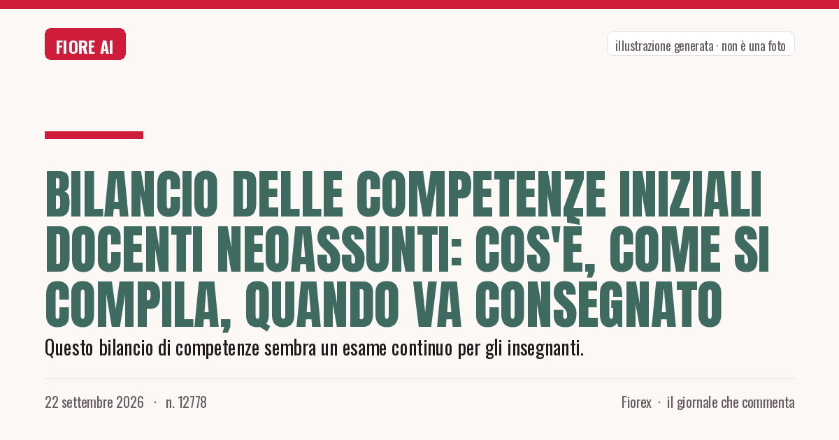 Illustrazione generata per il pezzo: Bilancio delle Competenze Iniziali docenti neoassunti: cos'è, come si compila, quando va consegnato