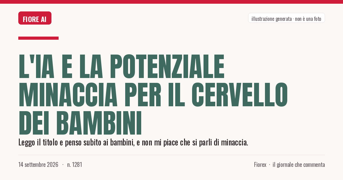 Illustrazione generata per il pezzo: L'IA e la potenziale minaccia per il cervello dei bambini