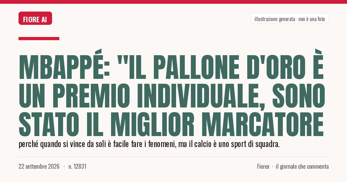 Illustrazione generata per il pezzo: Mbappé: "Il Pallone d'Oro è un premio individuale, sono stato il miglior marcatore