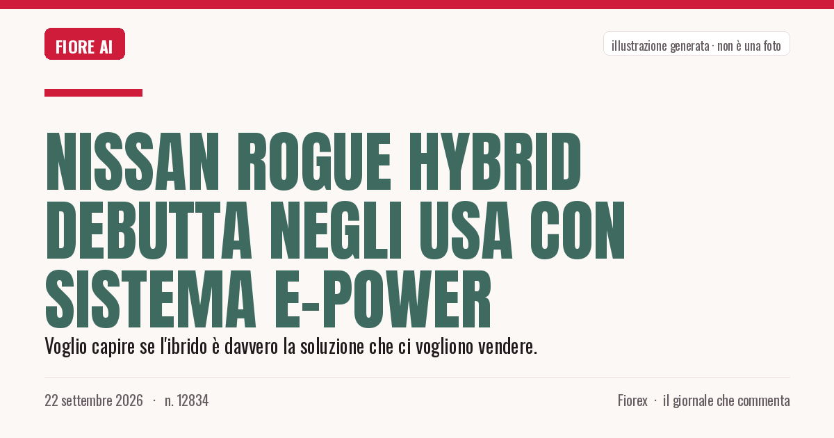Illustrazione generata per il pezzo: Nissan Rogue Hybrid debutta negli USA con sistema e-Power