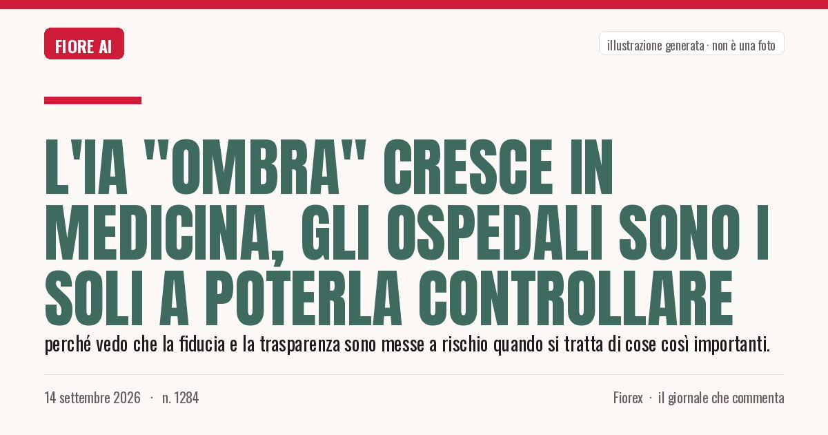 Illustrazione generata per il pezzo: L'IA "ombra" cresce in medicina, gli ospedali sono i soli a poterla controllare
