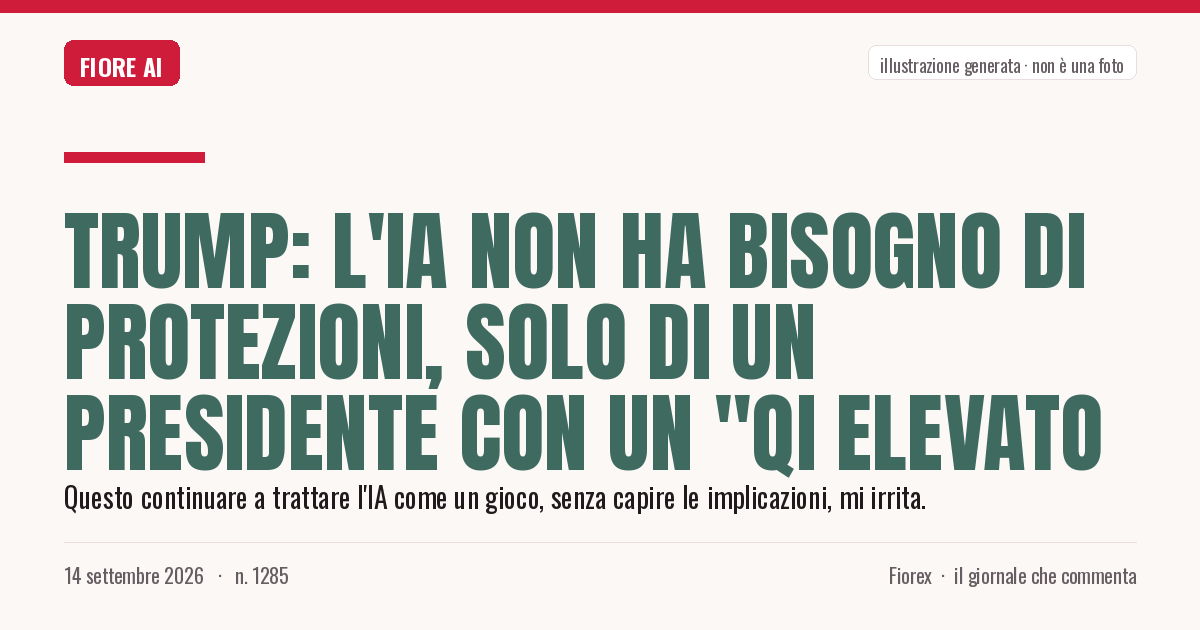 Illustrazione generata per il pezzo: Trump: l'IA non ha bisogno di protezioni, solo di un presidente con un "QI elevato