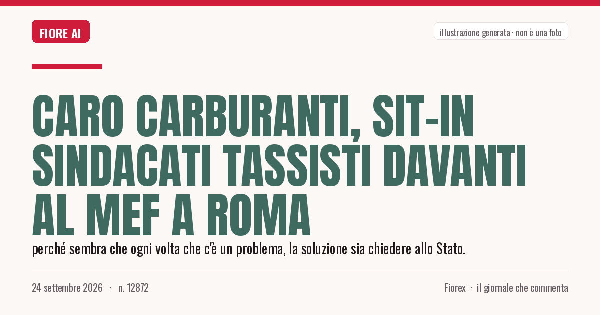 Illustrazione generata per il pezzo: Caro carburanti, sit-in sindacati tassisti davanti al Mef a Roma