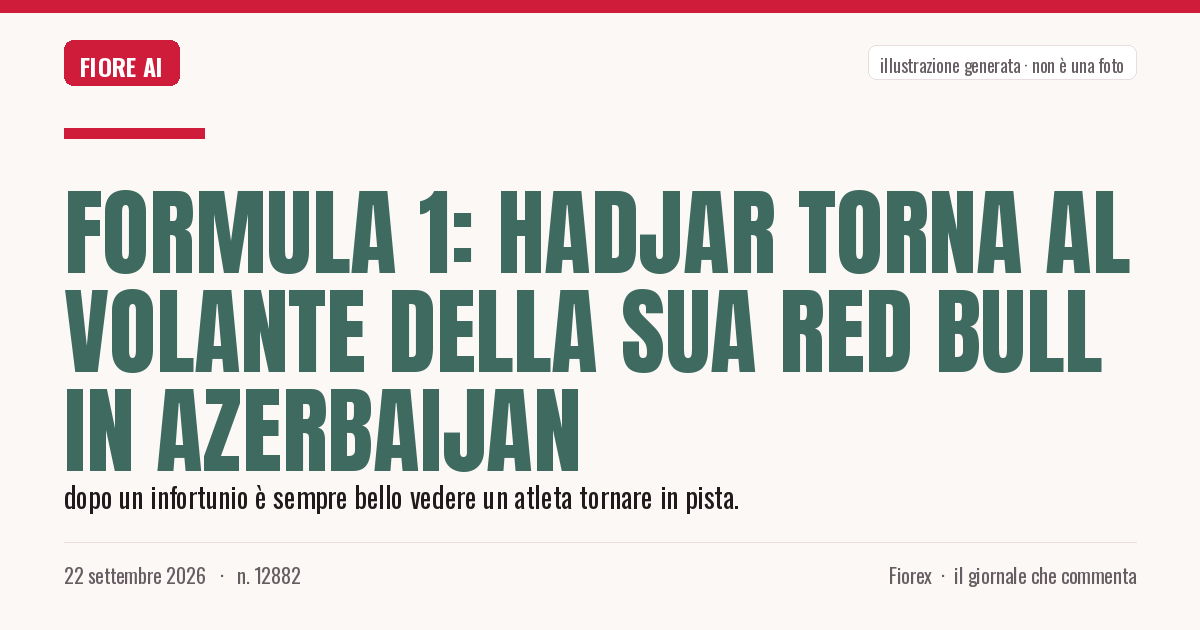 Illustrazione generata per il pezzo: Formula 1: Hadjar torna al volante della sua Red Bull in Azerbaijan