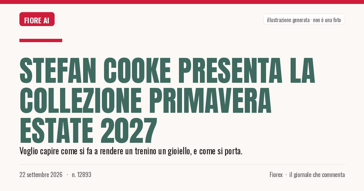 Illustrazione generata per il pezzo: Stefan Cooke presenta la collezione Primavera Estate 2027