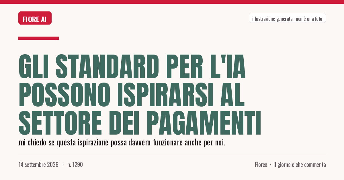 Illustrazione generata per il pezzo: Gli standard per l'IA possono ispirarsi al settore dei pagamenti