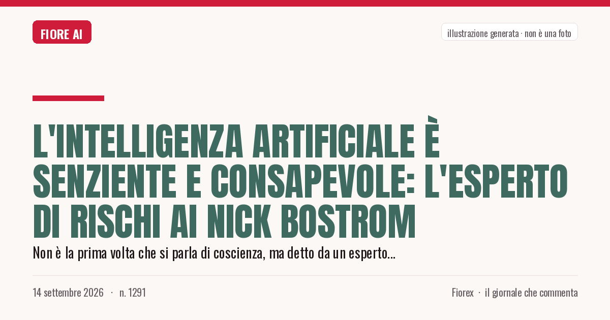 Illustrazione generata per il pezzo: L'Intelligenza Artificiale è senziente e consapevole: l'esperto di rischi AI Nick Bostrom